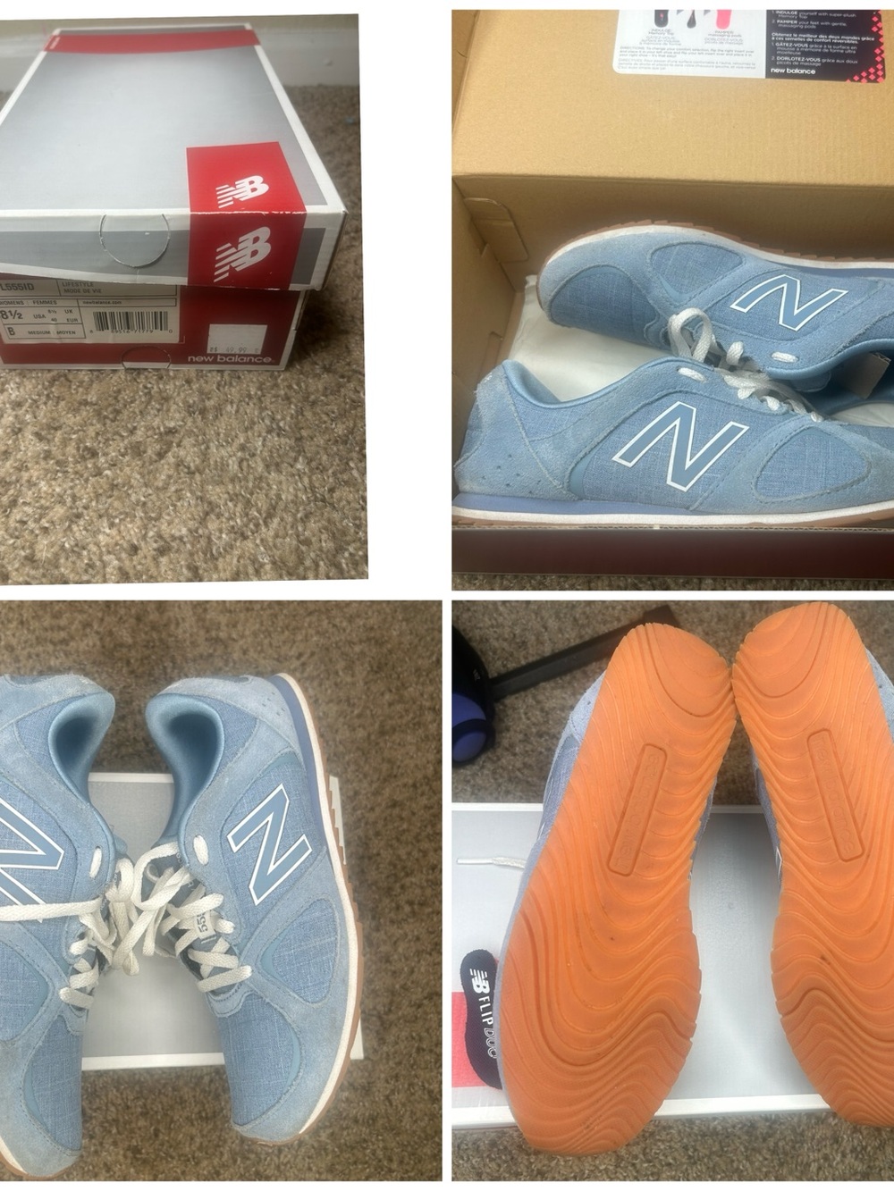 New Balance  Light Blue Suede & Nylon Sneakers with Orange Outsole